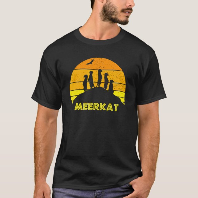 Meerkat Mongoose Kalahari Desert Sunset Safari Afr T-Shirt (Front)