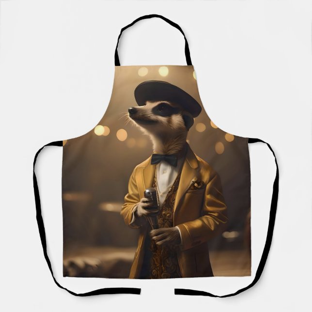"Meerkat Moonlight: A Crooner’s Serenade" Apron (Front)