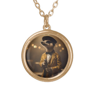 "Meerkat Moonlight: A Crooner’s Serenade"  Gold Plated Necklace