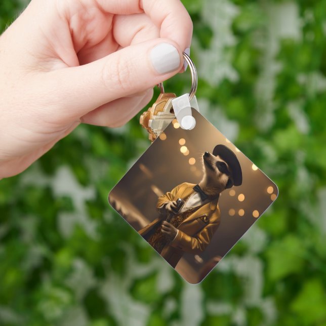 "Meerkat Moonlight: A Crooner’s Serenade"  Keychain (Hand)