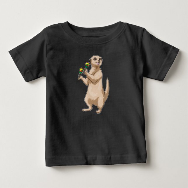 Meerkat Musician Maracas Music Baby T-Shirt (Front)