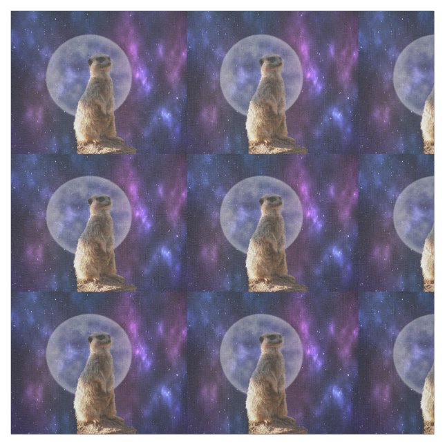 Meerkat On A Full Moon Night, Fabric (Swatch)