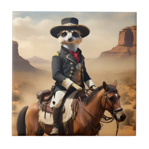 Meerkat On A Horse: Could Be The Lone Stranger Ceramic Tile