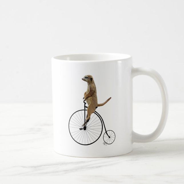 Meerkat on Black Penny Farthing Coffee Mug (Right)