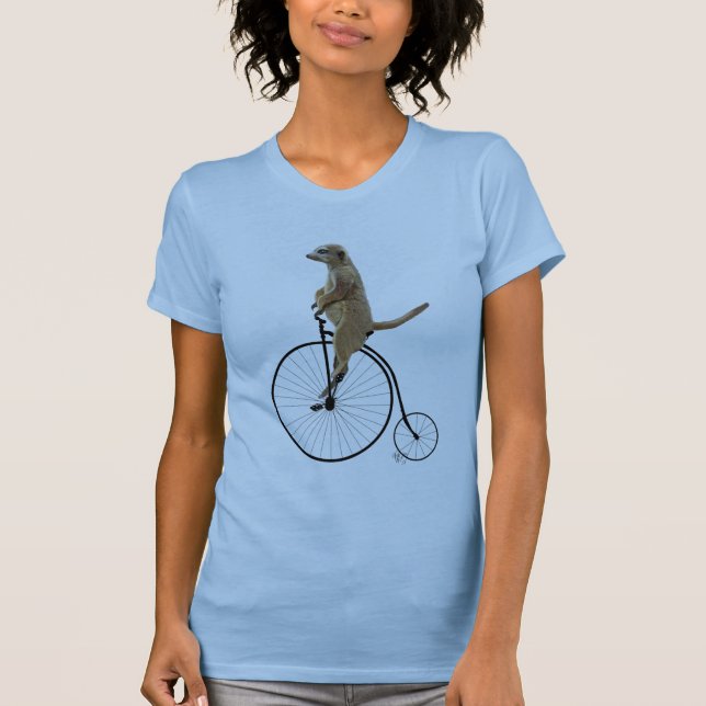 Meerkat on Black Penny Farthing T-Shirt (Front)