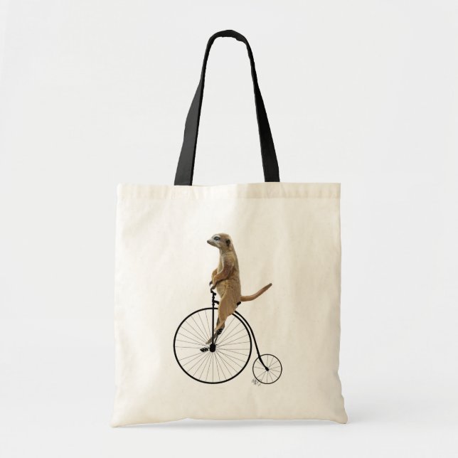 Meerkat on Black Penny Farthing Tote Bag (Front)