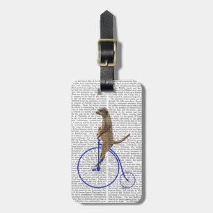 Meerkat On Blue Penny Farthing Luggage Tag