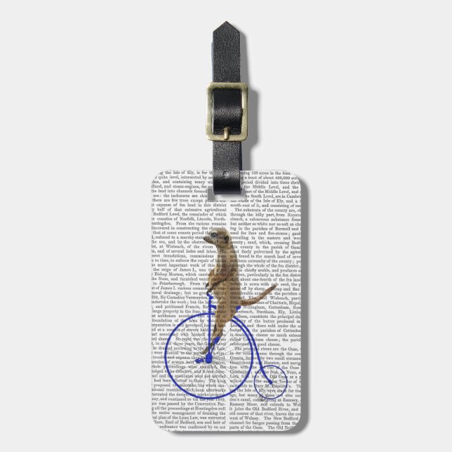 Meerkat On Blue Penny Farthing Luggage Tag (Front Vertical)