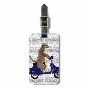Meerkat on Dark Blue Moped Luggage Tag