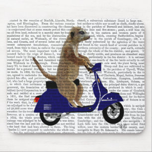 Meerkat on Dark Blue Moped Mouse Pad