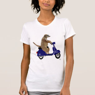 Meerkat on Dark Blue Moped T-Shirt