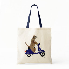 Meerkat on Dark Blue Moped Tote Bag