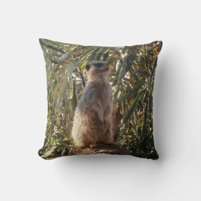 Meerkat On Guard Duty, Throw Pillow (Front)
