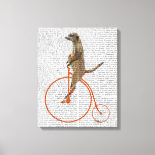 Meerkat on Orange Penny Farthing Canvas Print