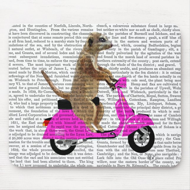 Meerkat on Pink Moped Mouse Pad (Front)