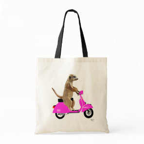 Meerkat on Pink Moped Tote Bag
