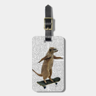 Meerkat On Skateboard 2 Luggage Tag