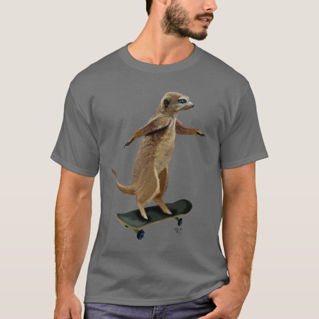 Meerkat On Skateboard 2 T-Shirt (Front)