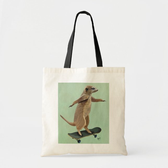 Meerkat On Skateboard 3 Tote Bag (Front)