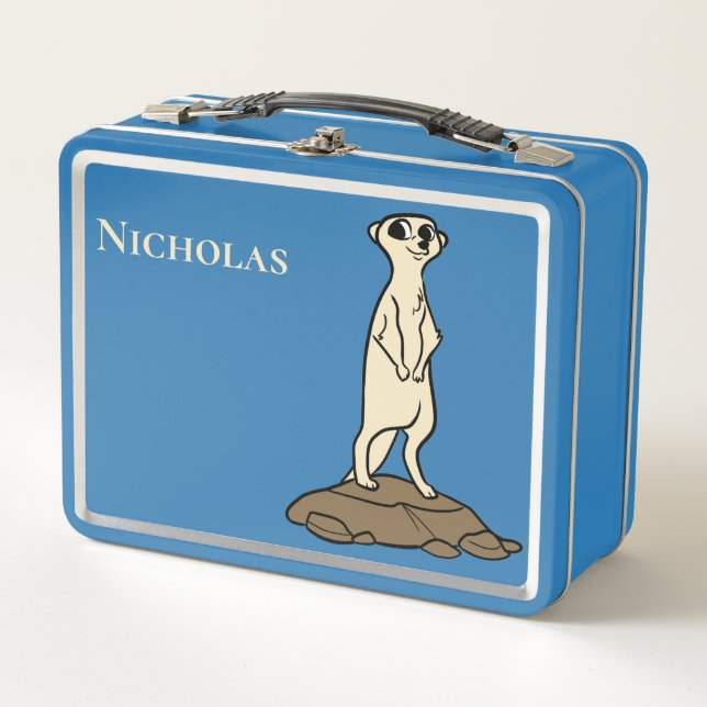 Meerkat Personalized Metal Lunch Box (Front)