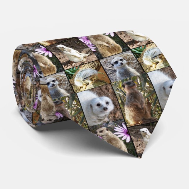 Meerkat Photo Collage, Neck Tie (Rolled)