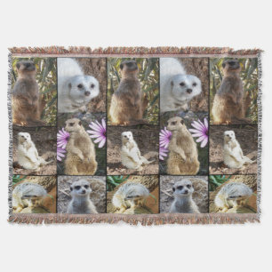 Meerkat Photo Collage Woven Throw Blanket