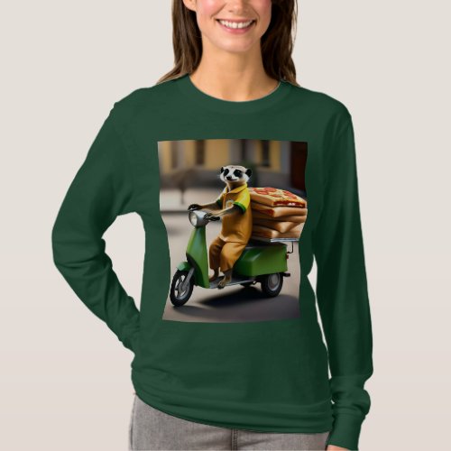 Meerkat Pizza Delivery On A Tuk Tuk  T_Shirt