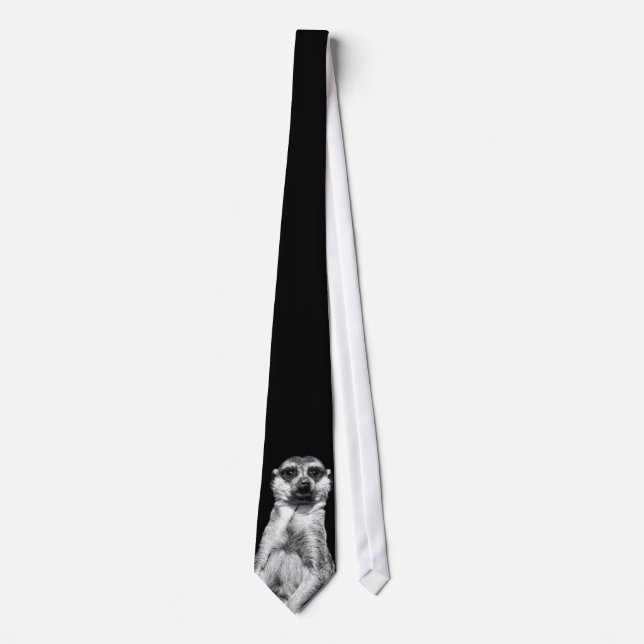 Meerkat Portrait on Black Tie (Front)