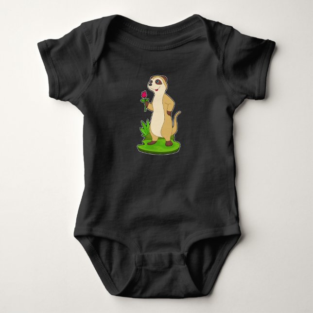 Meerkat Rose Flower Baby Bodysuit (Front)