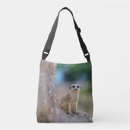 Meerkat Sat on Tree Crossbody Bag