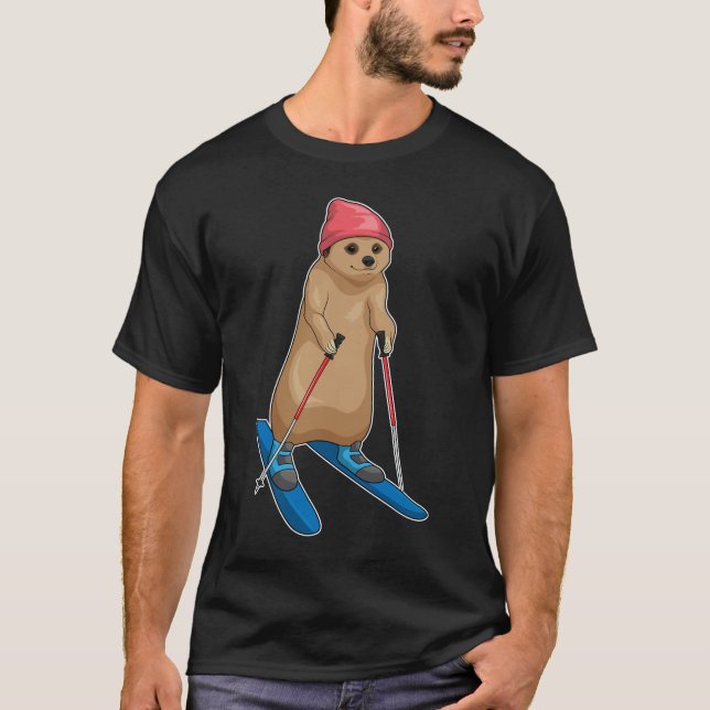 Meerkat Skier Ski T-Shirt (Front)