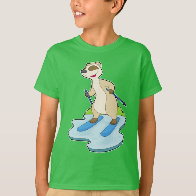 Meerkat Skier Ski T-Shirt (Front)