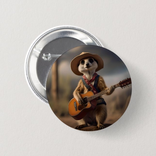 Meerkat Strumming A Country Lullaby,  Button (Front & Back)