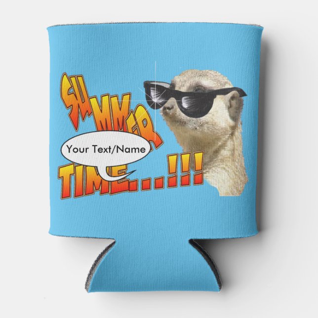 Meerkat Summer Cust. Text Can Cooler (Front)