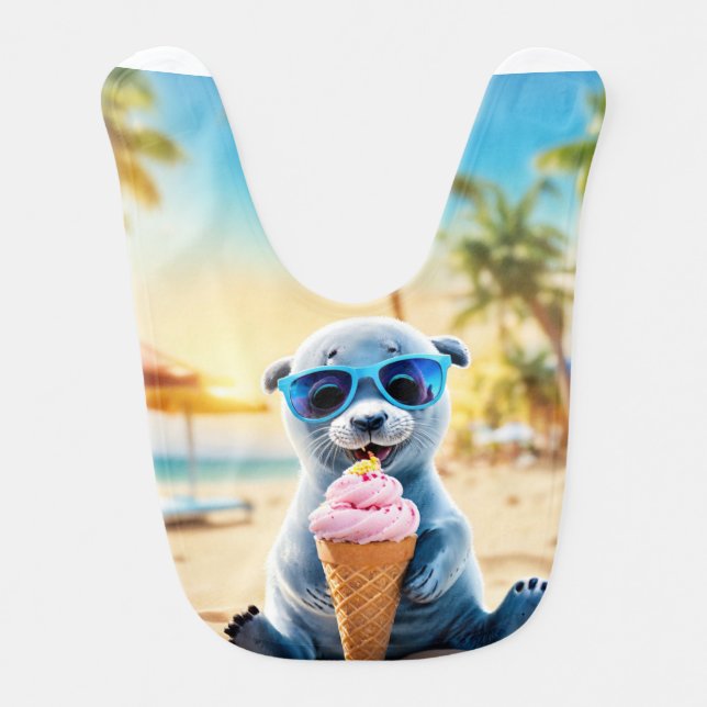 "Meerkat Sunshine Delight" Baby Bib (Front)