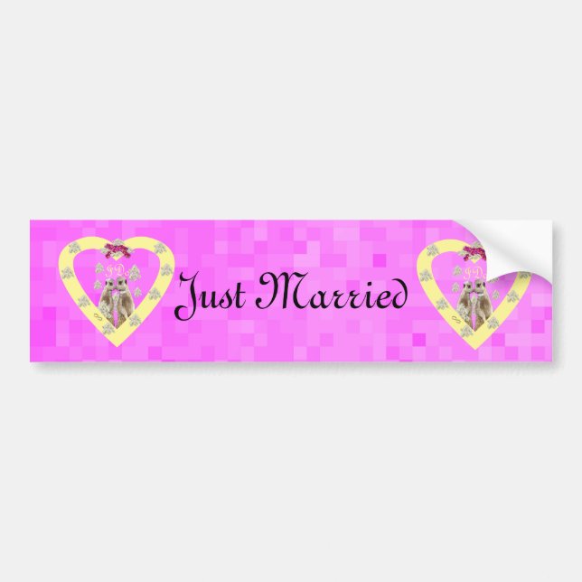 Meerkat Wedding Day, Just Married Logo, Bumper Sticker (Front)