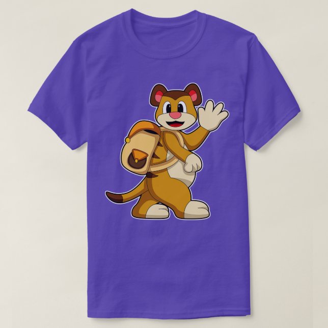 Meerkat with Backpack T-Shirt (Design Front)