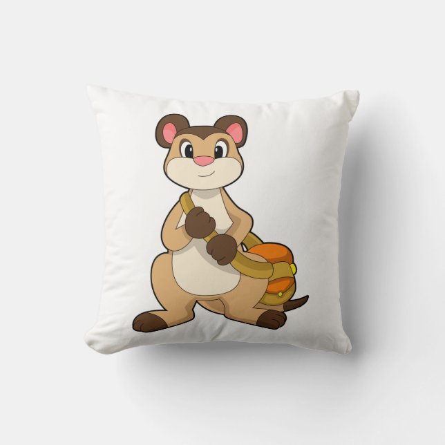 Meerkat with Bag Throw Pillow (Front)