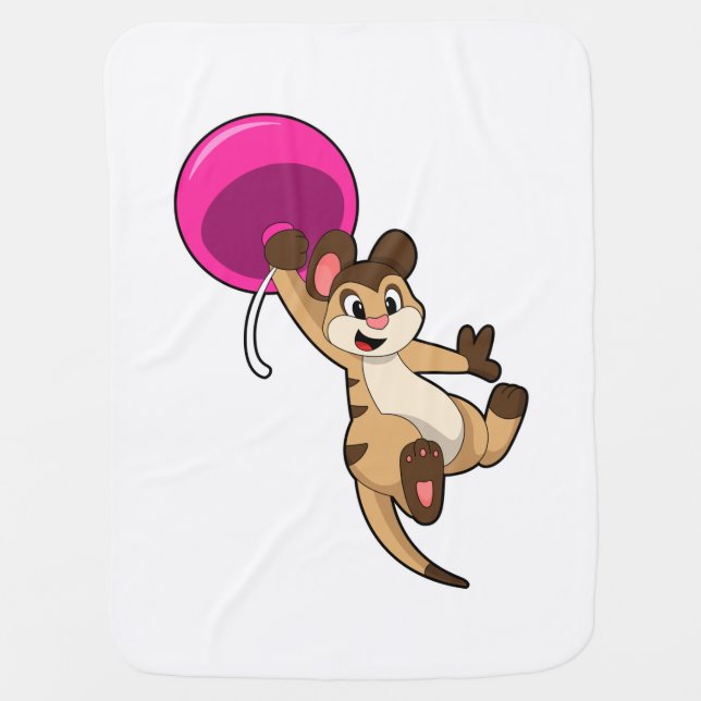 Meerkat with Balloon Baby Blanket (Front)