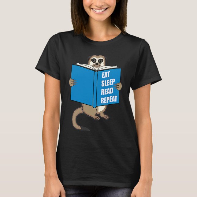 Meerkat with Book Books Reading Hobby T-Shirt (Front)