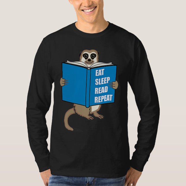 Meerkat with Book Books Reading Hobby T-Shirt (Front)