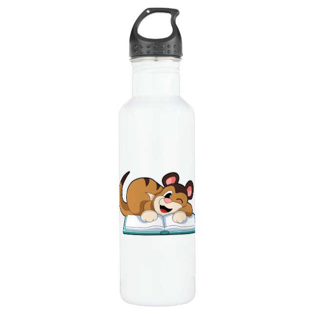 Meerkat with Book Stainless Steel Water Bottle (Front)