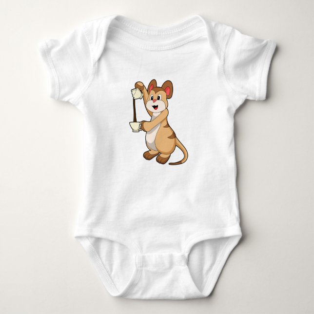 Meerkat with Coffee pot & Coffee.PNG Baby Bodysuit (Front)