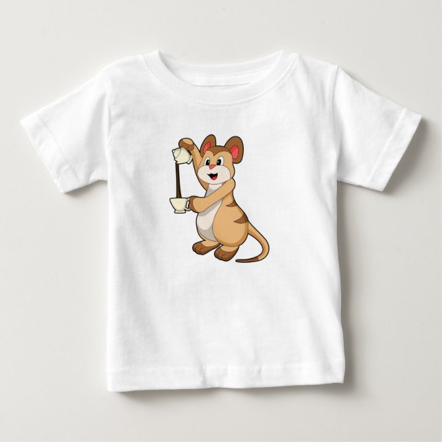 Meerkat with Coffee pot & Coffee.PNG Baby T-Shirt (Front)