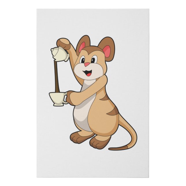 Meerkat with Coffee pot & Coffee.PNG Faux Canvas Print (Front)