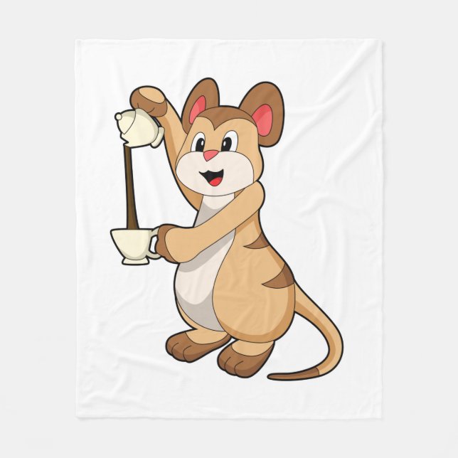 Meerkat with Coffee pot & Coffee.PNG Fleece Blanket (Front)