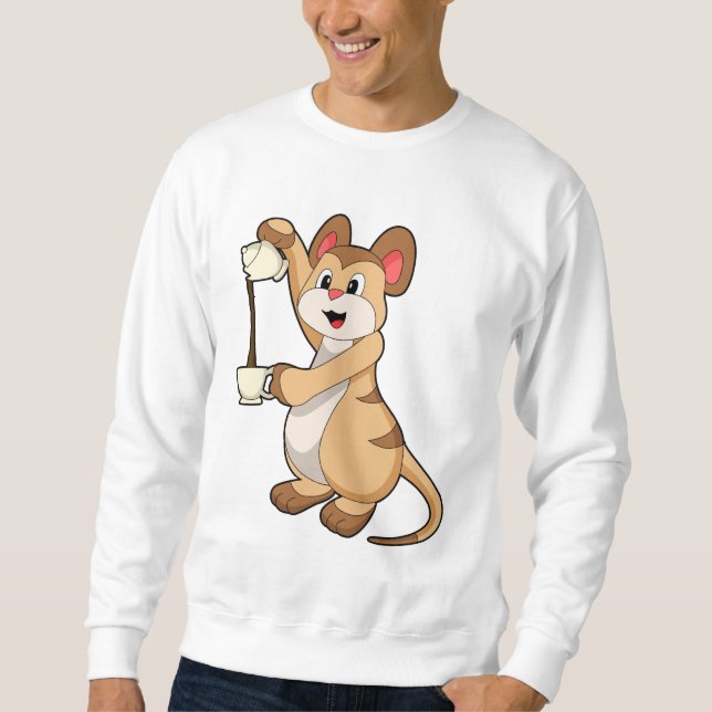 Meerkat with Coffee pot & Coffee.PNG Sweatshirt (Front)