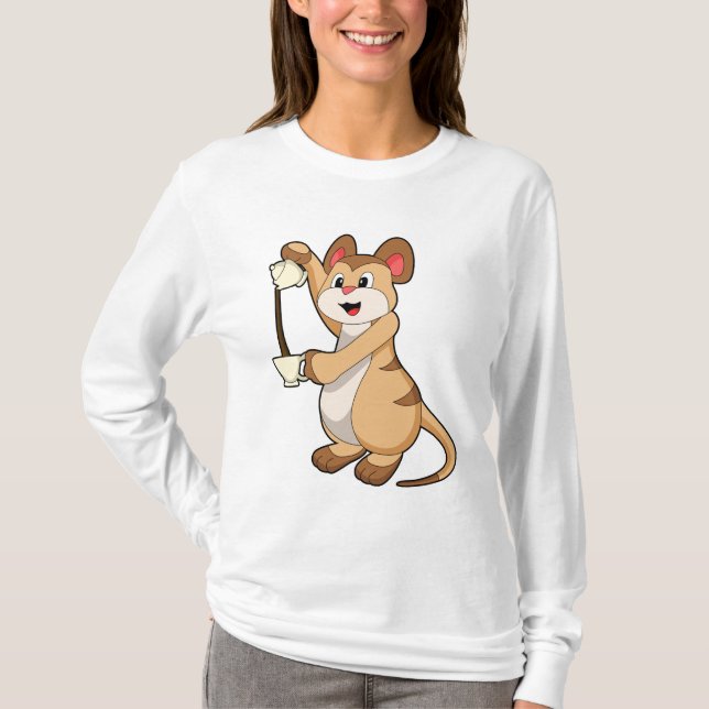 Meerkat with Coffee pot & Coffee.PNG T-Shirt (Front)