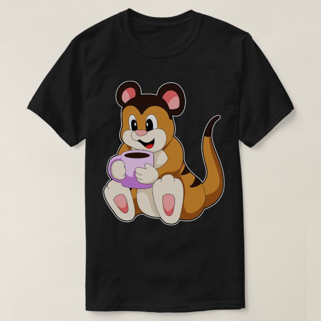 Meerkat with Cup of Coffee 3 T-Shirt (Design Front)
