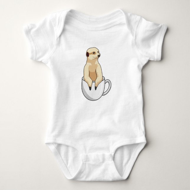 Meerkat with Cup of Coffee Baby Bodysuit (Front)